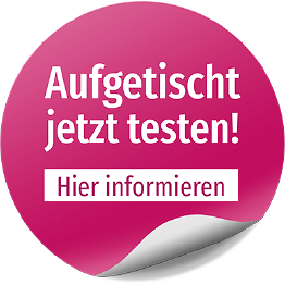 Störer mit der Aufschrift: Aufgetischt jetzt testen!